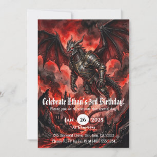 Convite Aniversário de Dragão em Aquarela
