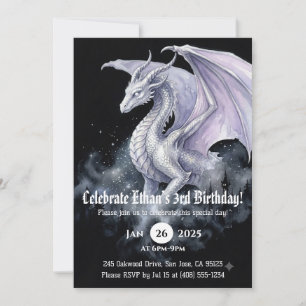 Convite Aniversário de Dragão em Aquarela