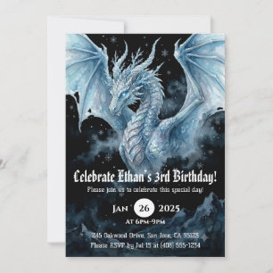 Convite Aniversário de Dragão em Aquarela