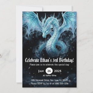 Convite Aniversário de Dragão em Aquarela