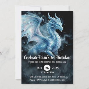 Convite Aniversário de Dragão em Aquarela