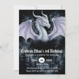 Convite Aniversário de Dragão em Aquarela