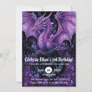 Convite Aniversário de Dragão em Aquarela