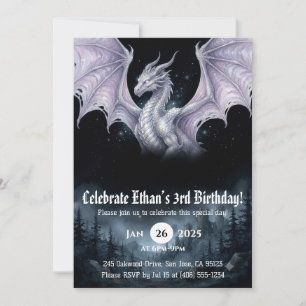 Convite Aniversário de Dragão em Aquarela
