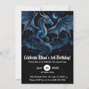 Convite Aniversário de Dragão em Aquarela