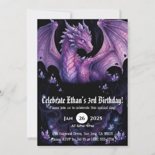 Convite Aniversário de Dragão em Aquarela