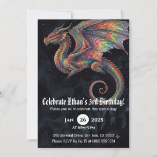 Convite Aniversário de Dragão em Aquarela