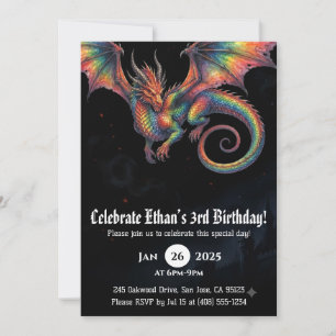 Convite Aniversário de Dragão em Aquarela