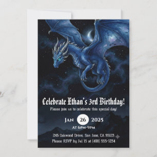 Convite Aniversário de Dragão em Aquarela