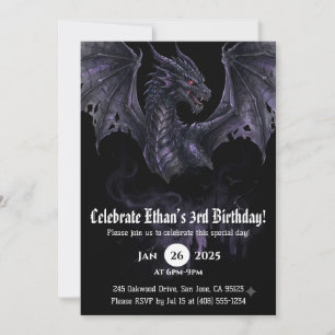 Convite Aniversário de Dragão em Aquarela