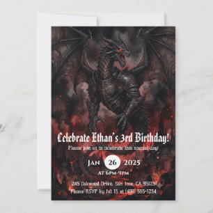 Convite Aniversário de Dragão em Aquarela