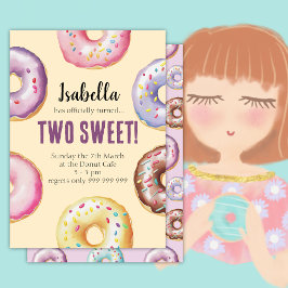 Convite Aniversário de Duas Meninas de Aquarela de Rosquin