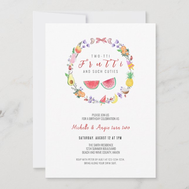 Convite Aniversário de Duas Portas Fruitti, segundo aniver (Frente)