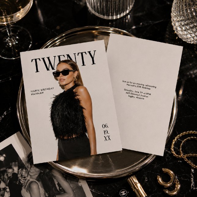 Convite Aniversário de Editorial de Moda Moderna (Criador carregado)