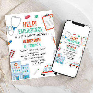 Convite Aniversário de Emergência Médica de Médico Enferme