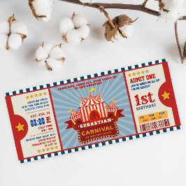 Convite Aniversário de Entrada de Bilhete de Vintage Azul