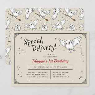 Convite Aniversário de Entrega Especial da Hedwig do Harry