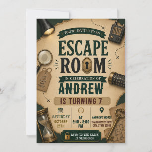 Convite Aniversário de Escape Room Vintage Pessoal