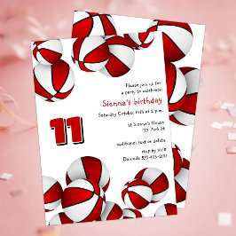 Convite aniversário de esferas brancas vermelhas