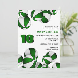 Convite aniversário de esportes brancos verdes