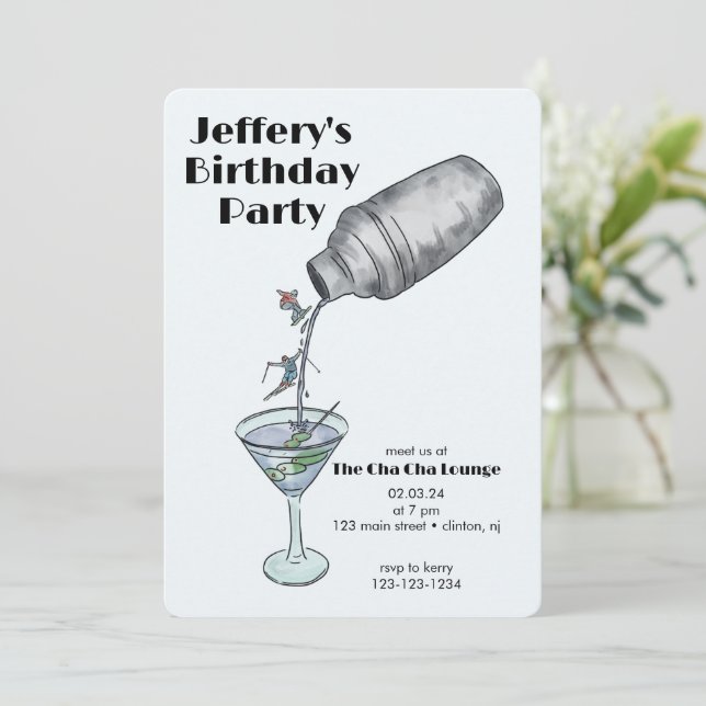 Convite Aniversário de esqui no inverno, aniversário de ad (Em pé/Frente)