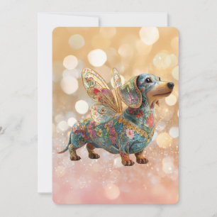 Convite Aniversário de Fada Anjo Dachshund