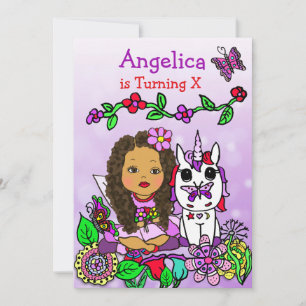 Convite Aniversário de Fada Hispânica ou Afro-Americana