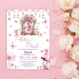 Convite Aniversário de Fada Selvagem Rosa-Rosa-Rosa-Encant