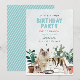 Convite Aniversário de Felinos e Vinhos