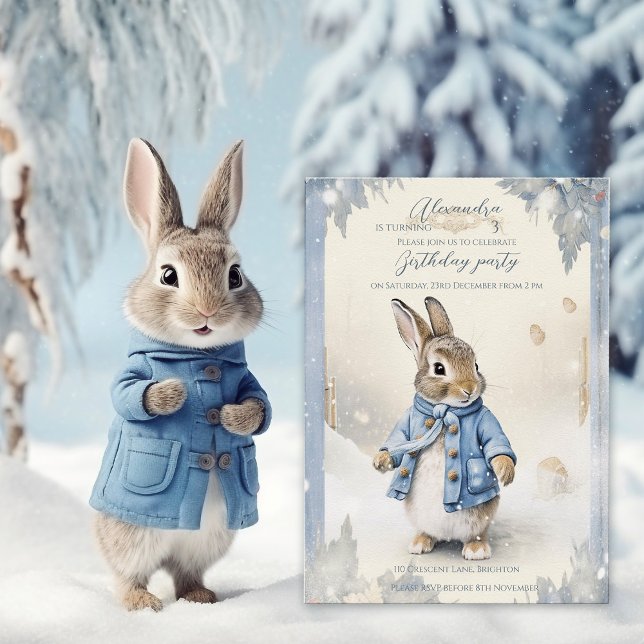 Convite Aniversário de Feriados de inverno de Peter Rabbit (Criador carregado)