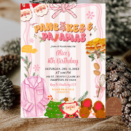 Convite Aniversário de Festa de Panqueca e Pijama de Natal