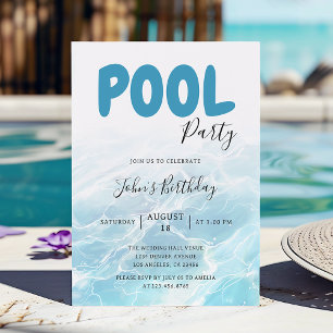 Convite Aniversário de Festa de Piscina de Verão Moderna