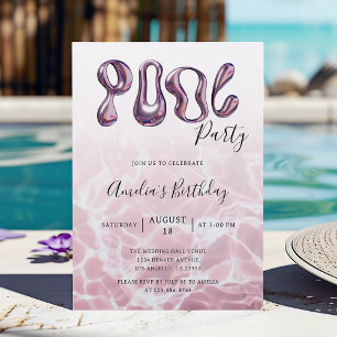 Convite Aniversário de Festa de Piscina Rosa de Verão Mode