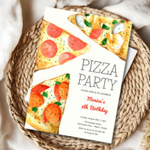 Aniversário de festas de pizza de Watercolor