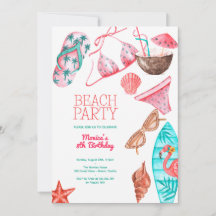 aniversário de festas de verão da praia de aquarel