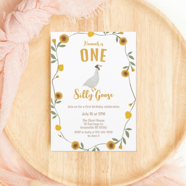 Convite Aniversário de Flor Amarelo Amarelo de Um Bobo (Criador carregado)