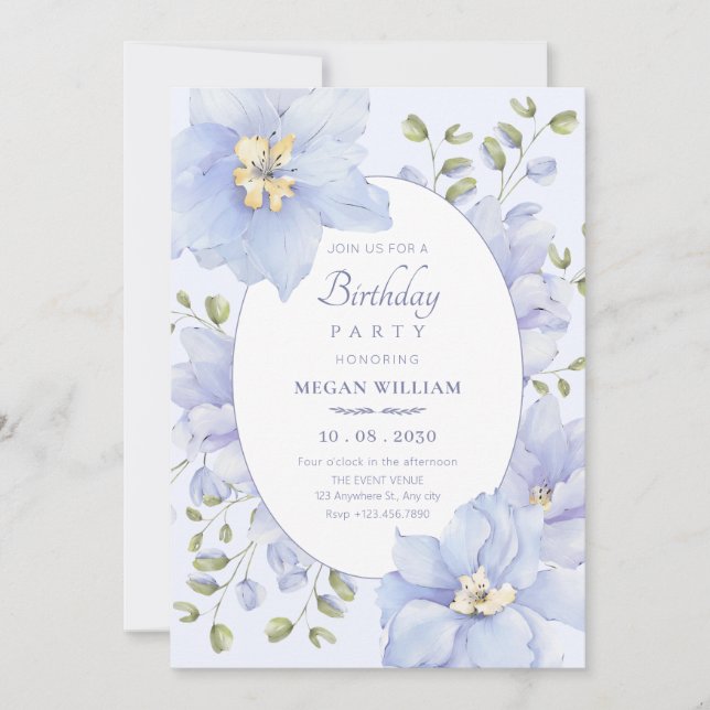 Convite Aniversário de floração de flor mole púrpura (Frente)