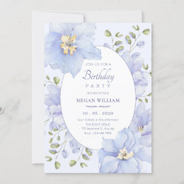 Convite Aniversário de floração de flor mole púrpura