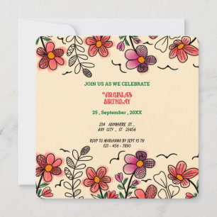 Convite ANIVERSÁRIO DE FLORES DE DOIS VERMELHOS primavera