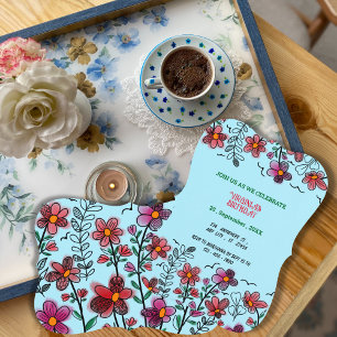 Convite ANIVERSÁRIO DE FLORES DE DOIS VERMELHOS primavera 