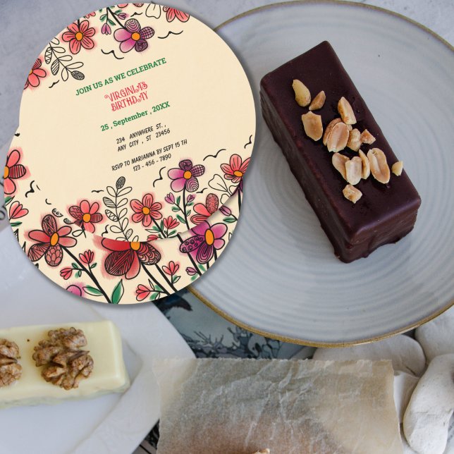 Convite ANIVERSÁRIO DE FLORES DE DOIS VERMELHOS primavera  (Criador carregado)