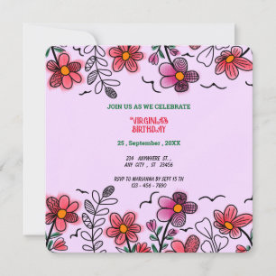 Convite ANIVERSÁRIO DE FLORES DE DOIS VERMELHOS primavera 
