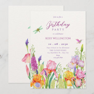 Convite Aniversário de flores irlandesas de aquarela