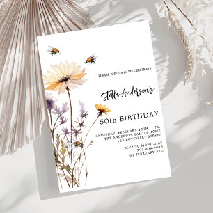 Convite Aniversário de flores silvestres amarelas