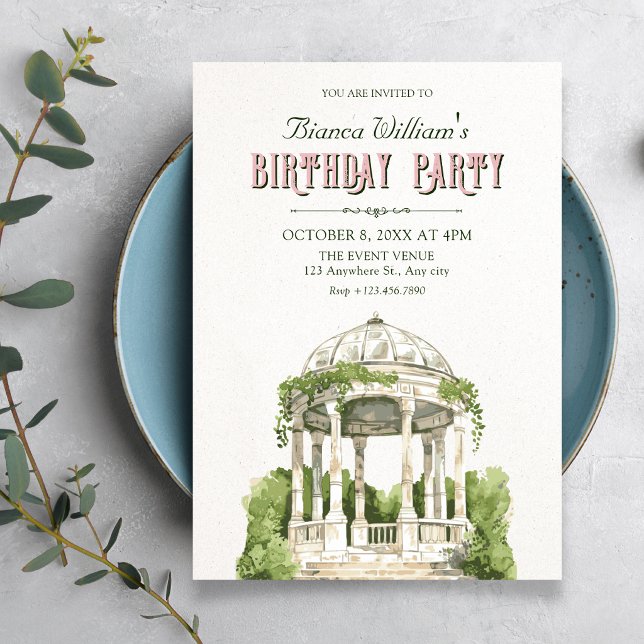 Convite aniversário de folhagem de jardim (Criador carregado)