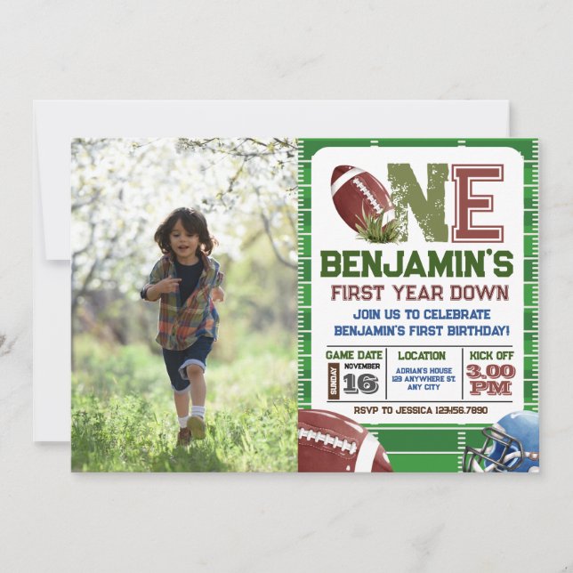 Convite Aniversário de Foto de 1rua de Futebol (Frente)