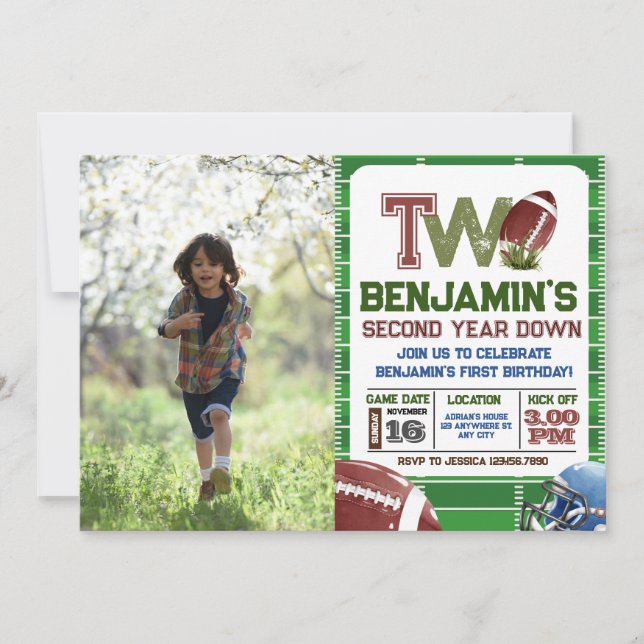Convite Aniversário de Foto do Ano de segundo de Futebol (Frente)