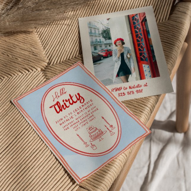 Convite Aniversário de Foto do Quirky com Desenho Escrito  (Criador carregado)