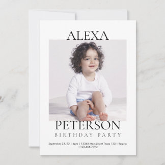 Convite Aniversário de foto minimalista