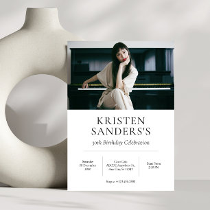 Convite Aniversário de foto minimalista moderno